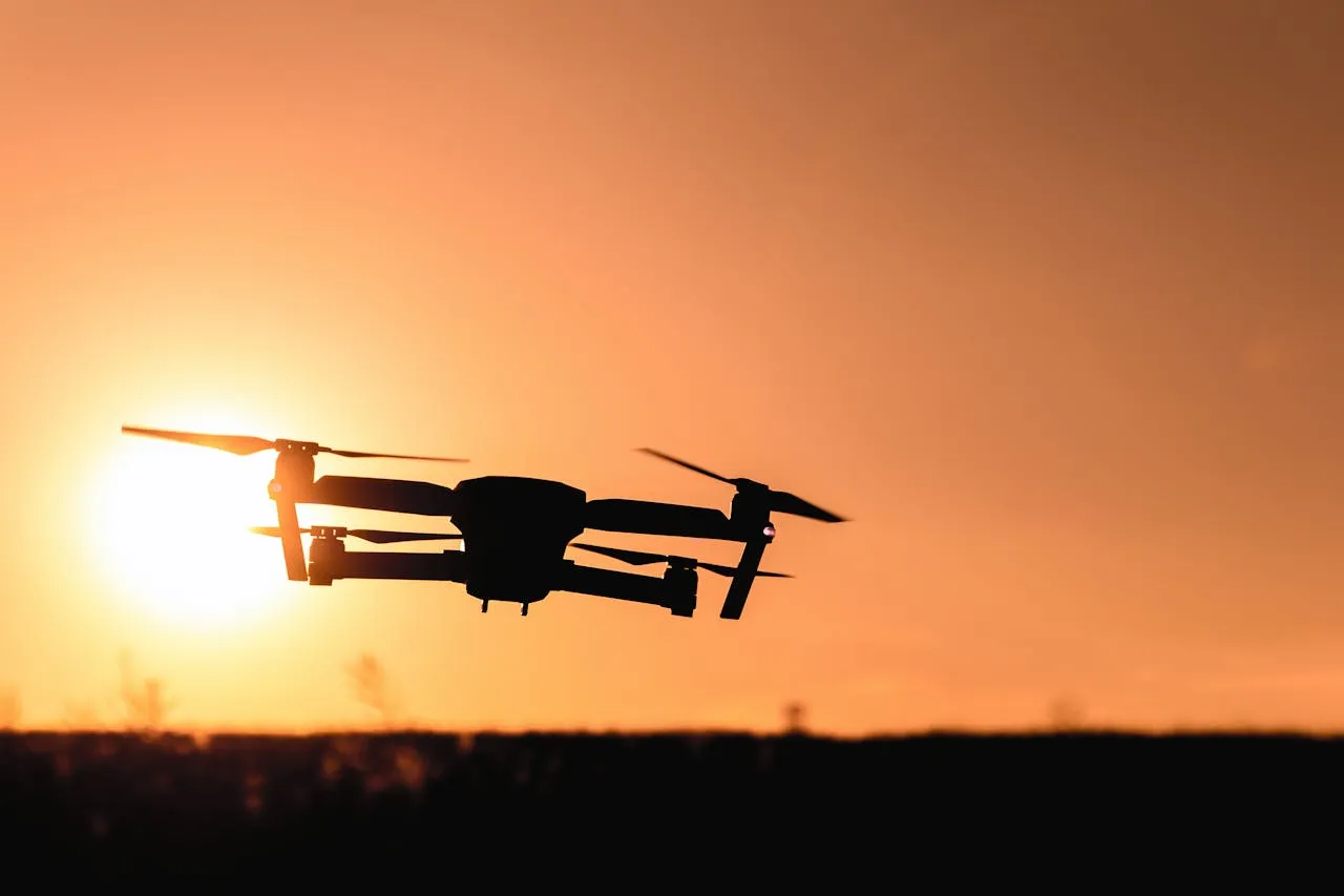 Drone over sunset